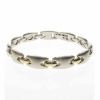 Magnetic Brushed Silver and Gold Alloy Link Bracelet