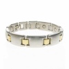 Magnetic Brushed Silver and Gold Alloy Rectangle Link Bracelet