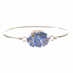 Forget-Me-Not Oval Silver Bangle