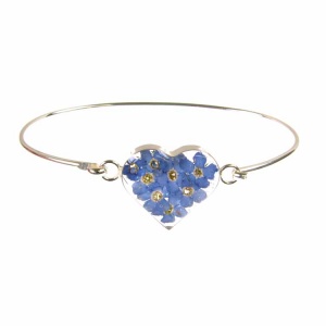 Forget-Me-Not Heart Silver Bangle