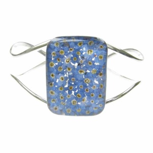 Forget-Me-Not Rectangle Chunky Silver Bangle