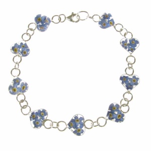 Forget-Me-Not Heart Silver Bracelet