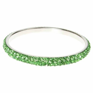 Green Crystal Bangle - Two Rows