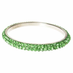 Green Crystal Bangle - Three Rows