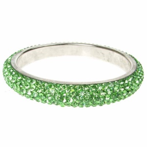 Green Crystal Bangle - Five Rows