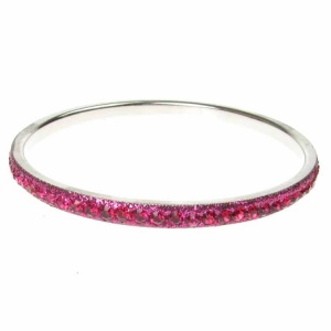 Hot Pink Crystal Bangle - Single Row