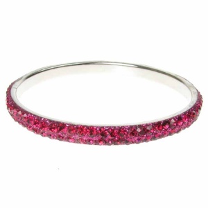 Hot Pink Crystal Bangle - Two Rows