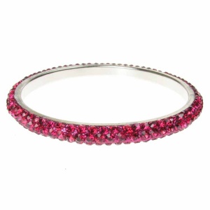 Hot Pink Crystal Bangle - Three Rows