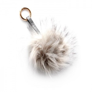 Grey Faux Fur Pom Pom Keyring