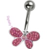 Pink Crystal Butterfly  - Belly Bar
