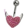 Pink Crystal Devil Heart  - Belly Bar