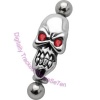 Skull - Eyebrow Bar with Silver Charm Shield