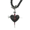 Alchemy Gothic Heart of Darkness Pendant and Black Bead Necklace