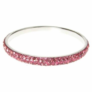 Pink Crystal Bangle - Two Rows