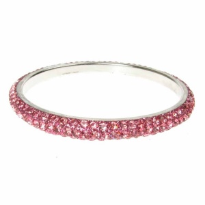 Pink Crystal Bangle - Three Rows