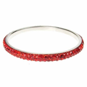 Red Crystal Bangle - Two Rows