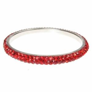 Red Crystal Bangle - Three Rows