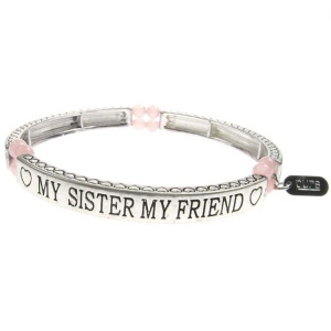 Rose Quartz Sentiment Bracelet - My Sister My Friend