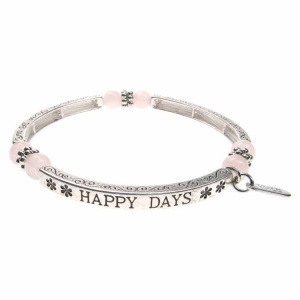 Rose Quartz Sentiment Bracelet - Happy Days