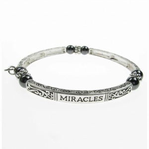 Magnetic Hematite Sentiment Bracelet - Miracles