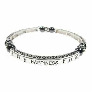 Magnetic Hematite Sentiment Bracelet - Happiness