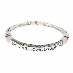 Rose Quartz Sentiment Bracelet - Live, Love, Laugh