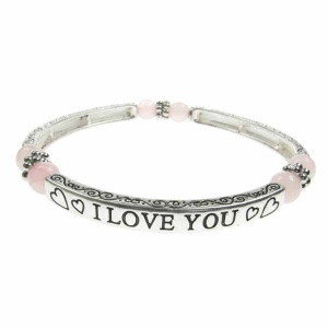 Rose Quartz Sentiment Bracelet - I Love You