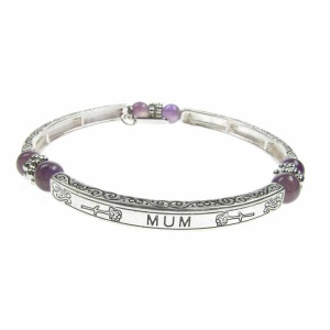 Amethyst Sentiment Bracelet - Mum