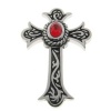 Gothic Cross and Red CZ Pendant