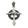 Gothic Cross with Heart and Black CZ