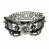 Black and Silver Flower Cuff