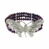 Silver Butterfly and Purple Crystal Bracelet