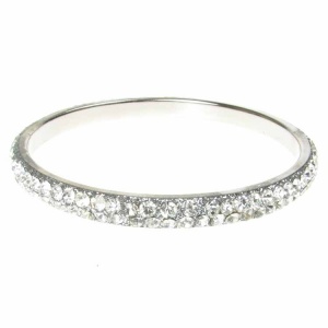Silver Crystal Bangle - Two Rows