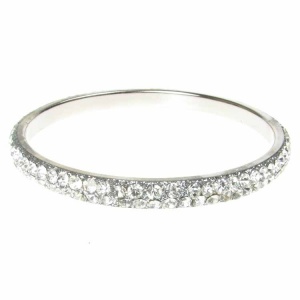 Silver Crystal Bangle - Two Rows