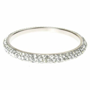 Silver Crystal Bangle - Three Rows