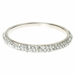 Silver Crystal Bangle - Three Rows