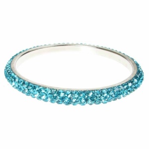 Turquoise Crystal Bangle - Three Rows