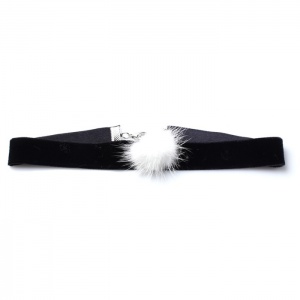 Black Velvet White Pom Pom Choker